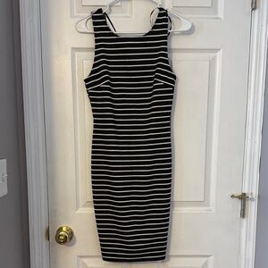 Forever 21 Black and White  Bodycon Midi Dress